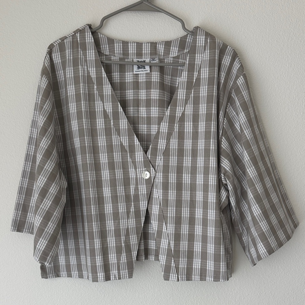 Kahui Palaka Mehana Blouse- Hinahina 2XL